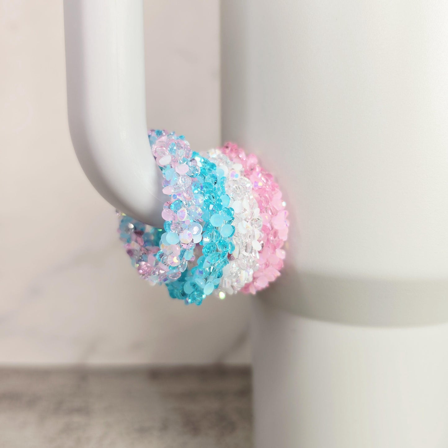 Iced Cotton Candy Set of 4 Handle Stackers, Tumbler Handle Charms, Tumbler Accessories, Cup Charms, Gift for Wife, Daughter, or Friend
