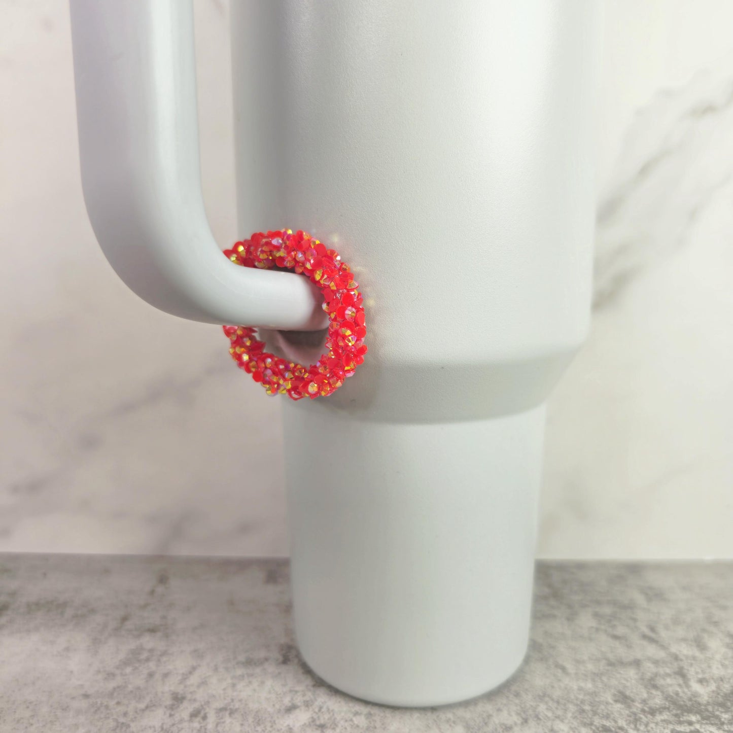 Red with Gold Shimmer Handle Stacker, Tumbler Handle Charms, Tumbler Accessories, Tumbler Cup Charms, Gift for Wife, Daughter, or Friend