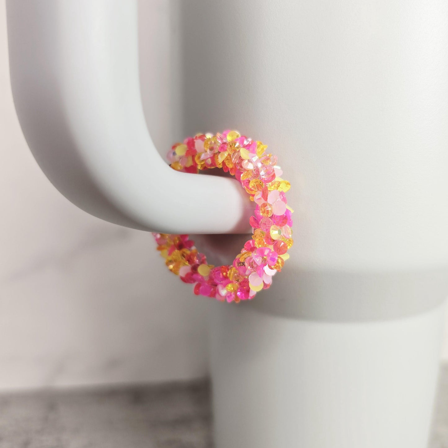 Pink and Yellow Handle Stacker, Tumbler Handle Charms, Tumbler Accessories, Tumbler Cup Charms, Gift for Wife, Daughter, or Friend