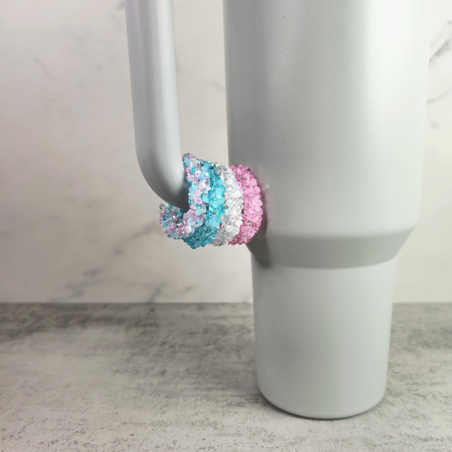 Iced Cotton Candy Set of 4 Handle Stackers, Tumbler Handle Charms, Tumbler Accessories, Cup Charms, Gift for Wife, Daughter, or Friend