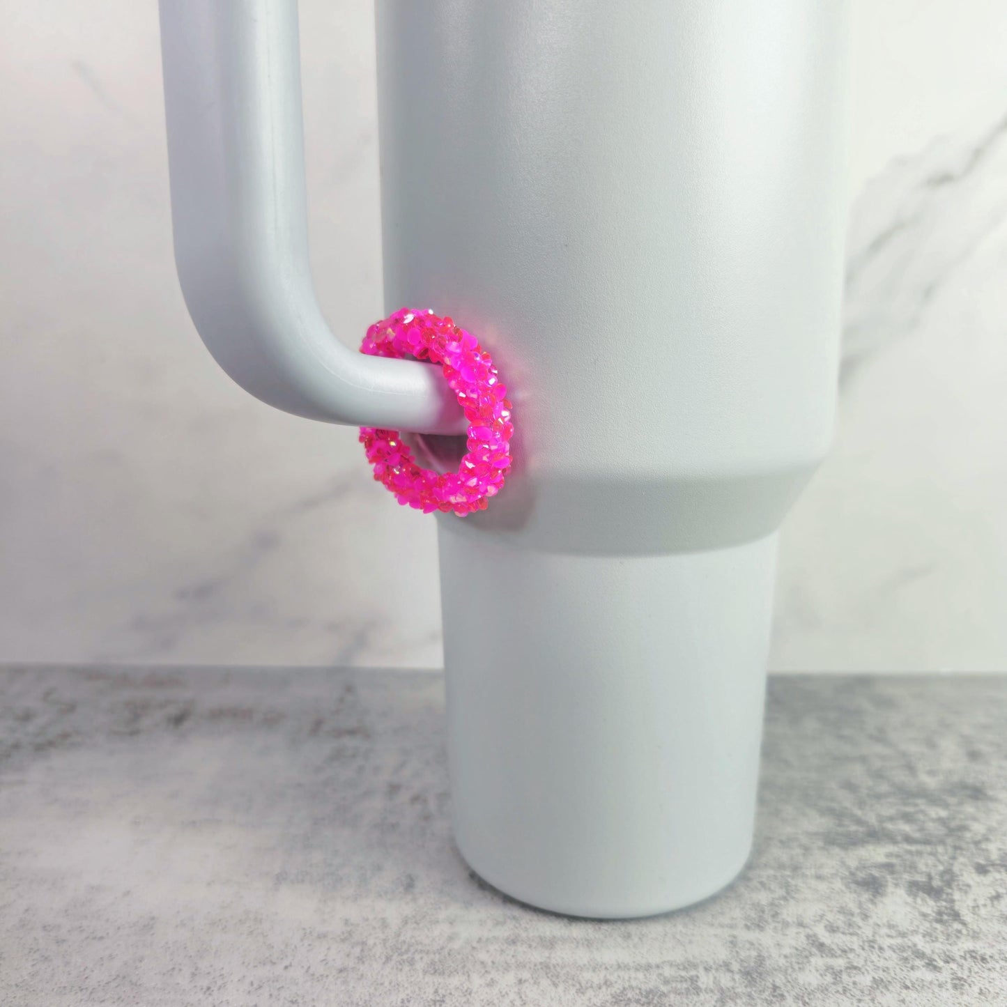 Iced Hot Pink Handle Stacker, Tumbler Handle Charms, Tumbler Accessories, Tumbler Cup Charms, Gift for Wife, Daughter, Friend, or Coworker