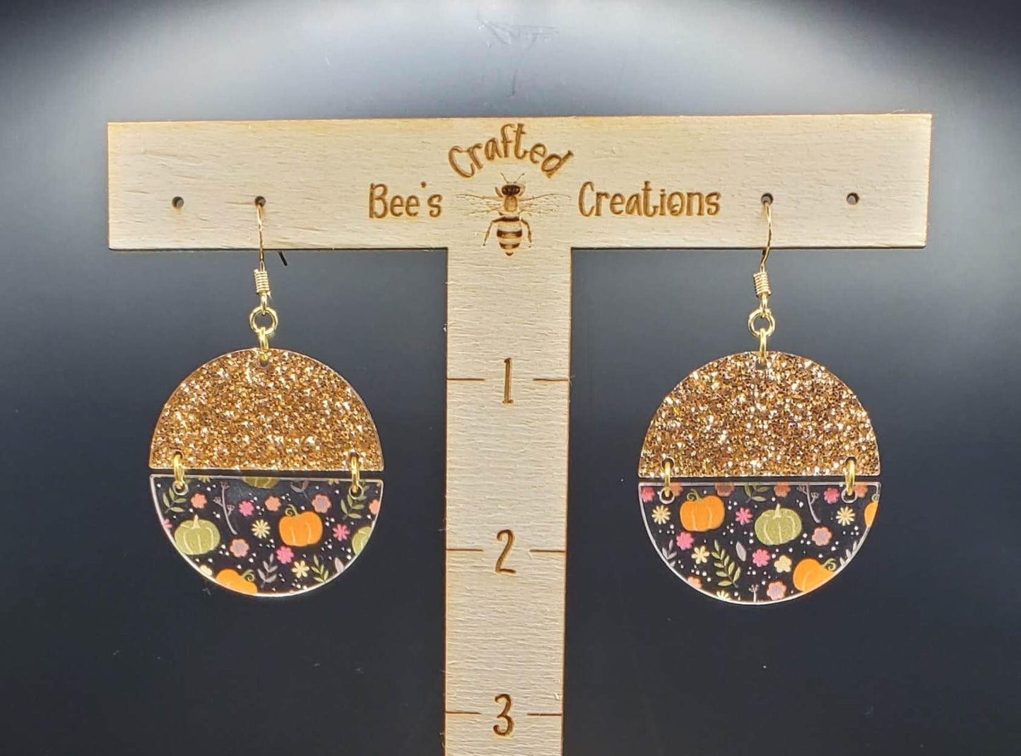 Pumpkins and Glitter Dangles, Fall Earrings, Unique Autumn Earrings, Pumpkin Earrings, Gift for Wife, Daughter, Mom, Friend, or Coworker