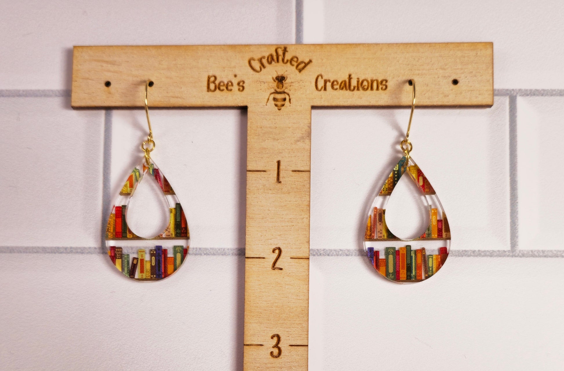 Unique Novelty Gifts for Book Lovers, Teardrop Book Earrings, Gift for Teacher Appreciation, Gift for Librarian, Gift for Bookworm