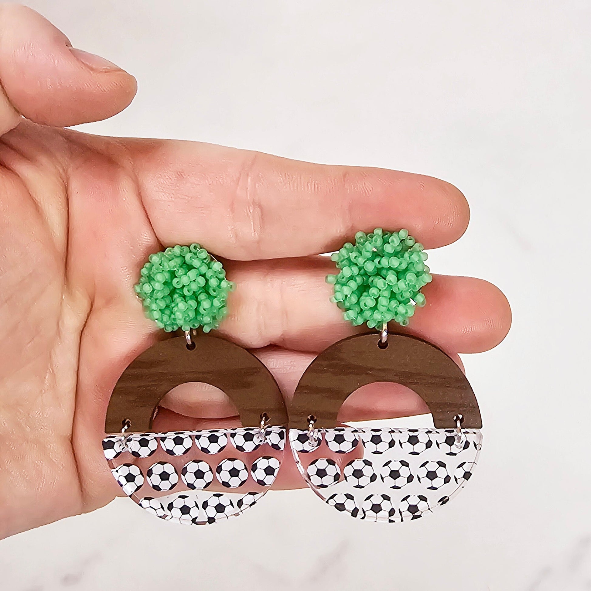 Cute Homemade Soccer Earrings For Any Soccer Fan, Gift for Soccer Player, Gift for Soccer Mom