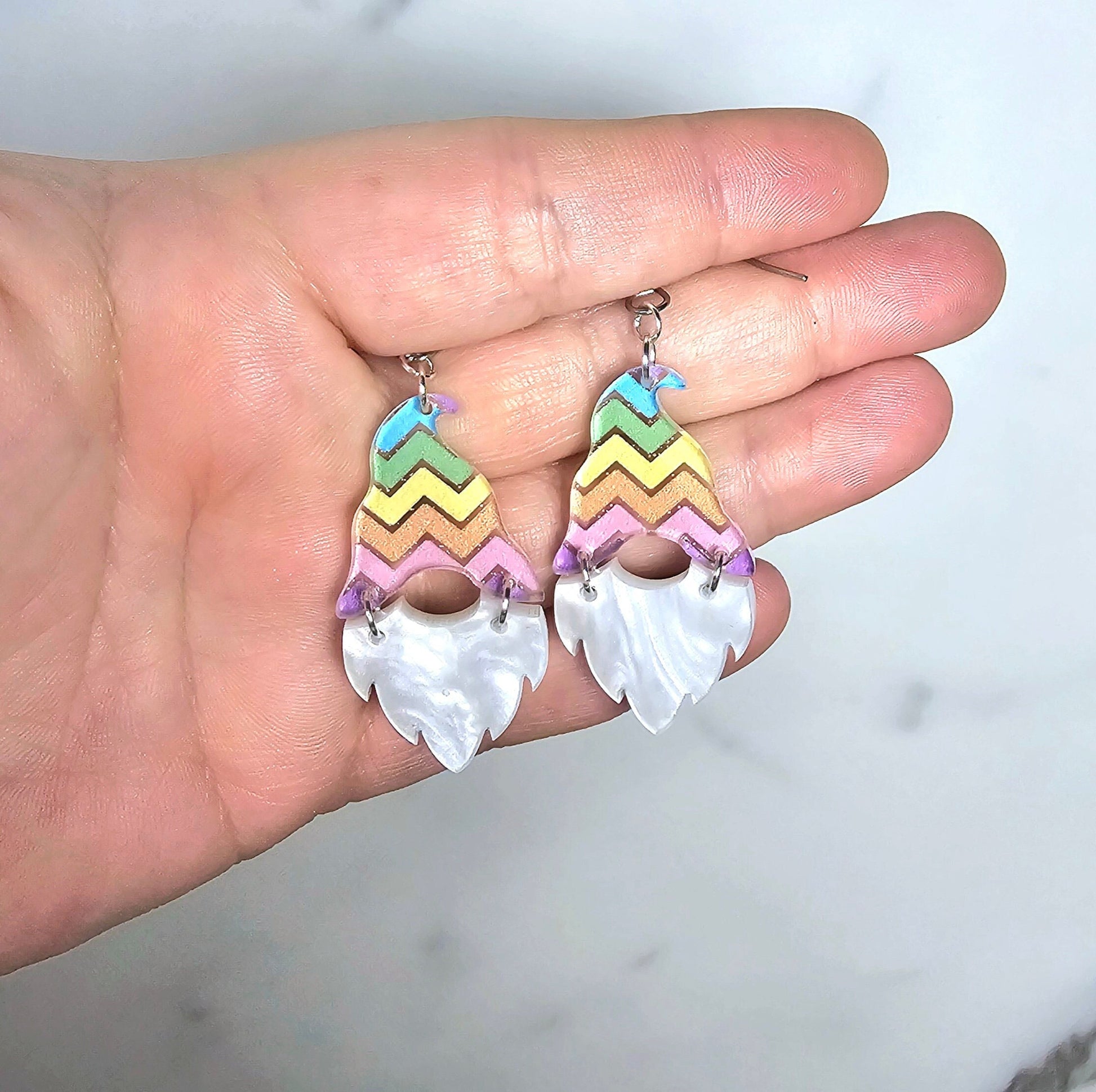 Cute Pastel Gnome Dangle Earrings, Mother's day gift for Mom, Easter gift