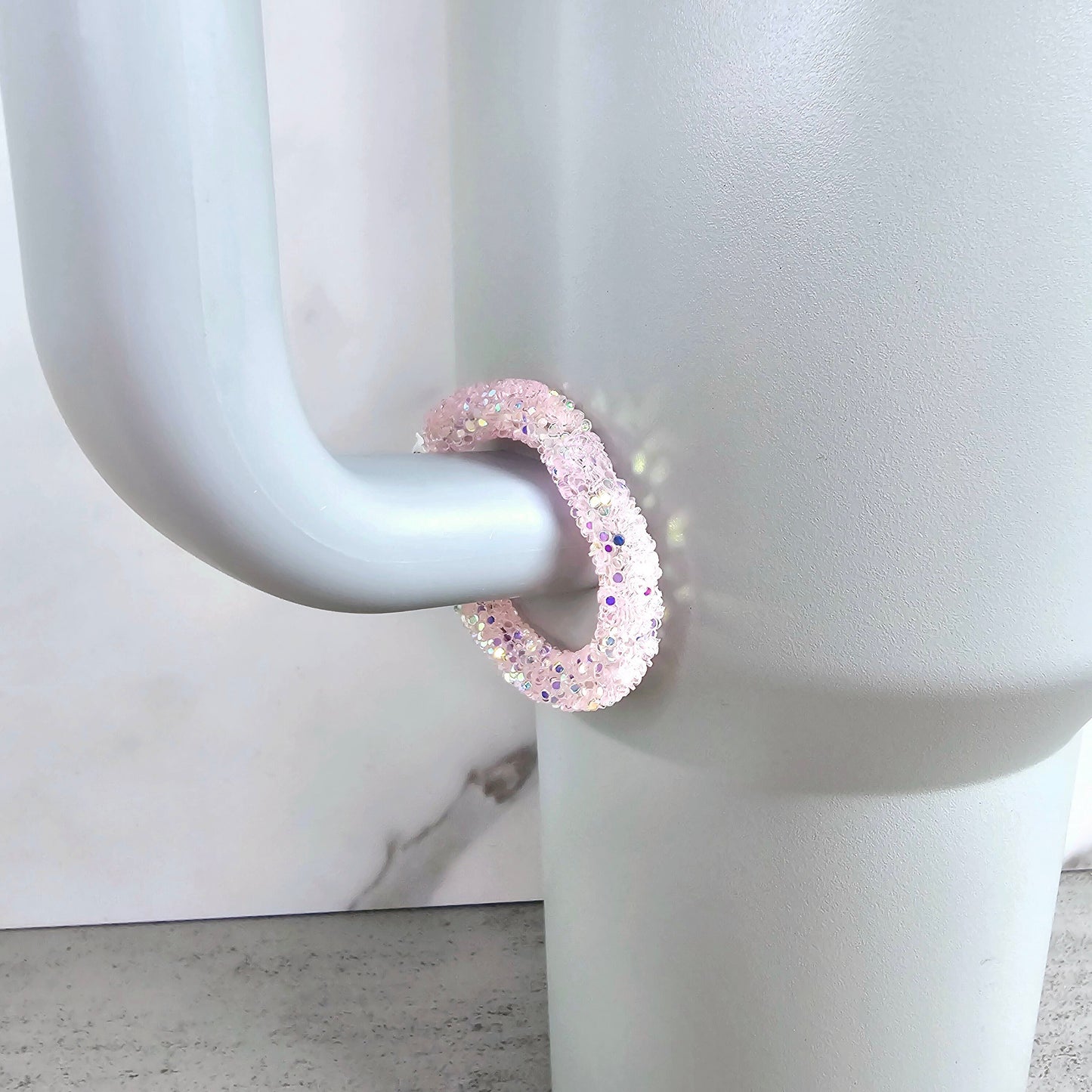 Pale Pink Handle Stacker, Tumbler Handle Charms, Tumbler Accessories, Tumbler Cup Charm, Gift for Wife, Daughter, Friend, or Coworker