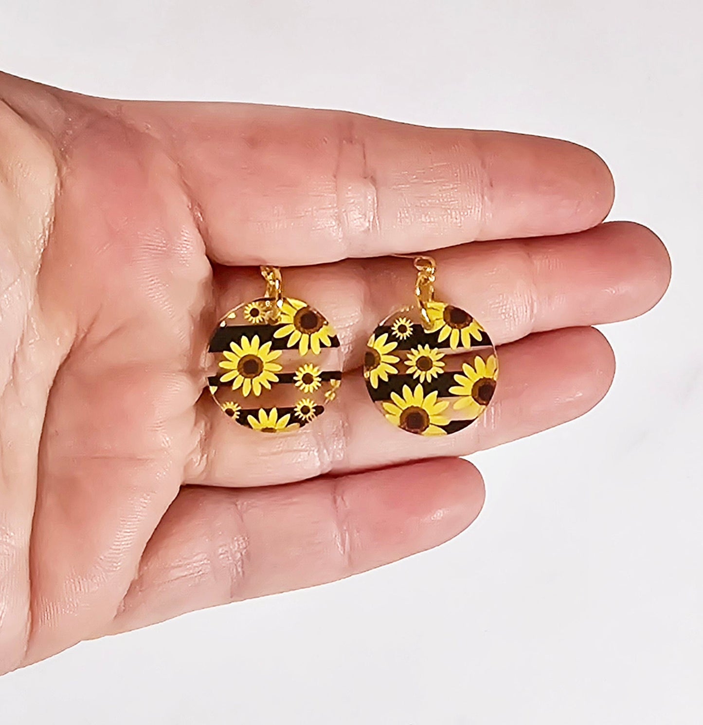 Sunflower Dangle Earrings, Gift for Her, Summer Earrings, Gift for Mom, Boho Earrings, Spring Earrings, Floral Earrings