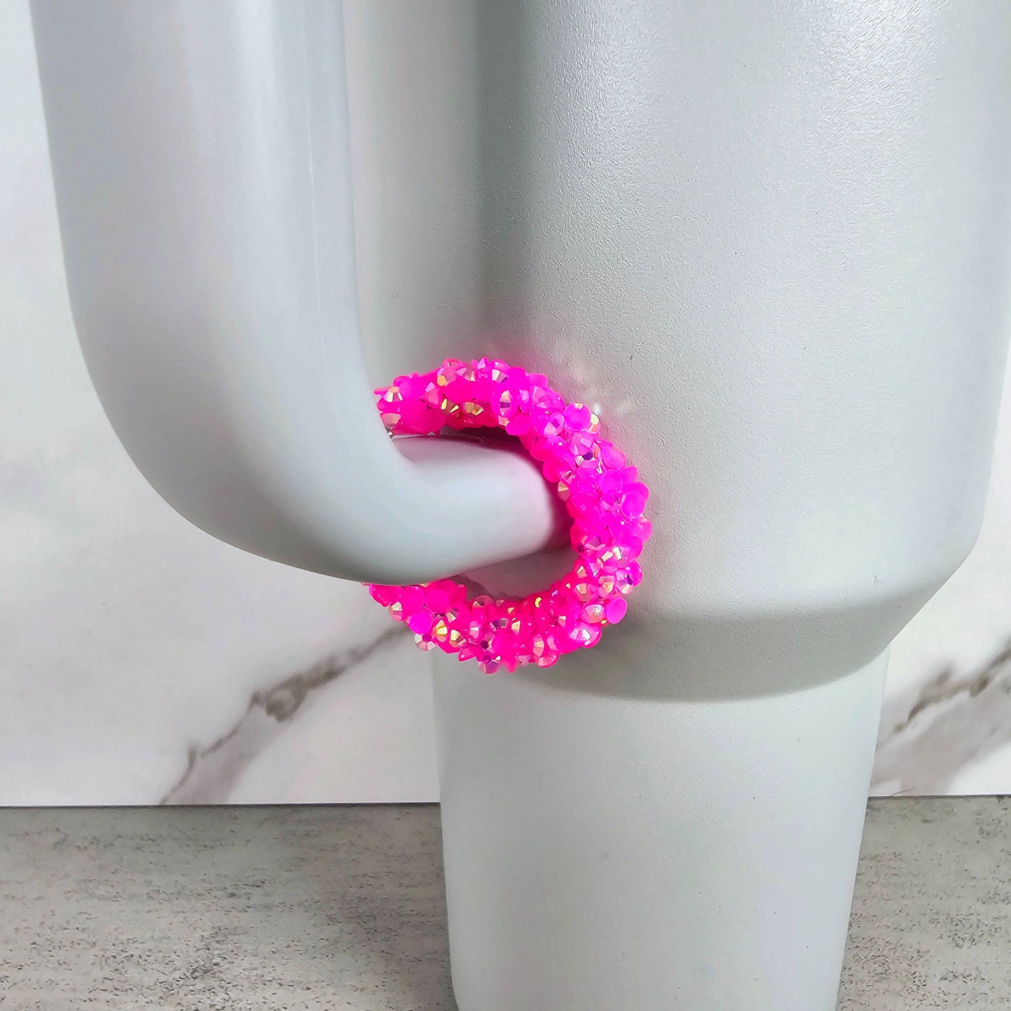 Chunky Neon Pink Handle Stacker, Tumbler Handle Charms, Tumbler Accessories, Cup Charms, Gift for Wife, Daughter, Friend, or Coworker