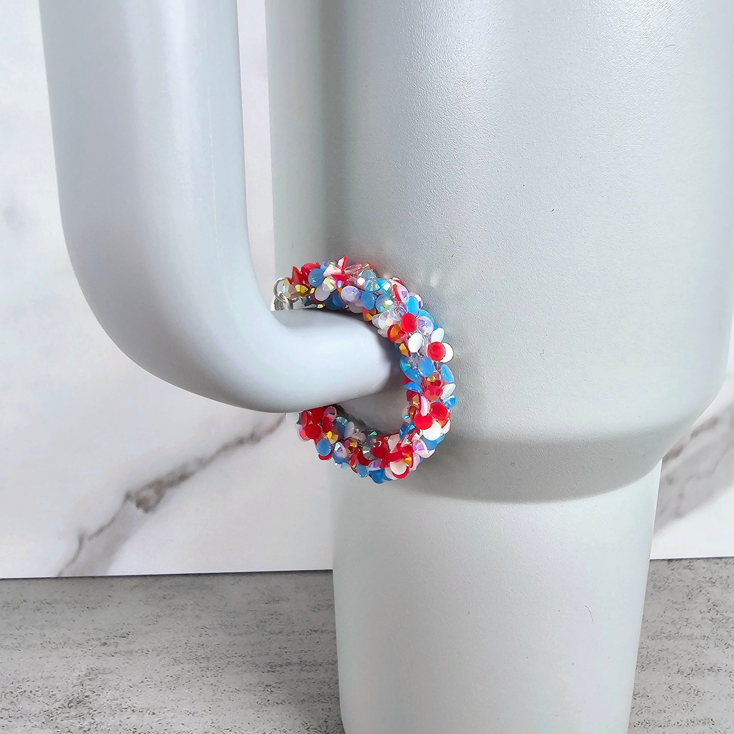 Red, White, and Blue Handle Stacker, Tumbler Handle Charms, Tumbler Accessories, Cup Charms, Gift for Wife, Daughter, Friend, or Coworker