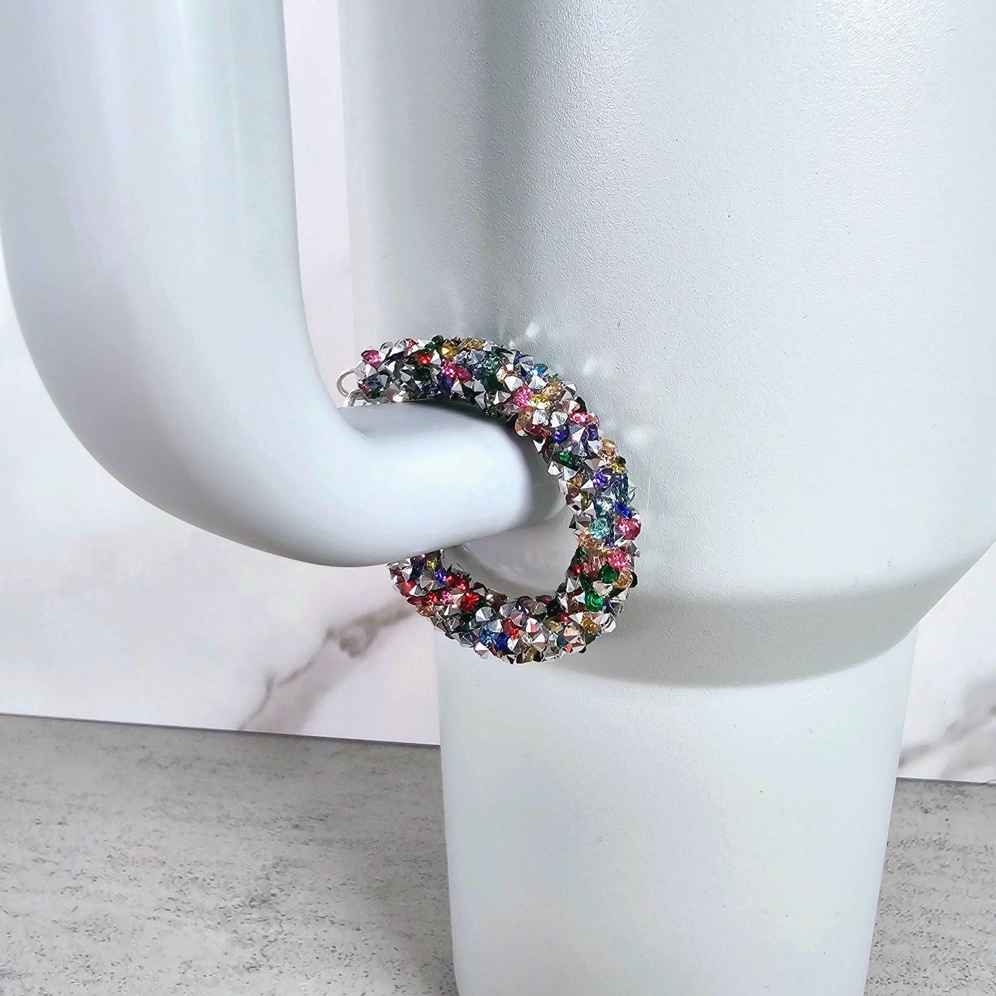 Rainbow and Silver Handle Stacker, Tumbler Handle Charms, Tumbler Accessories, Cup Charms, Gift for Wife, Daughter, Friend, or Coworker