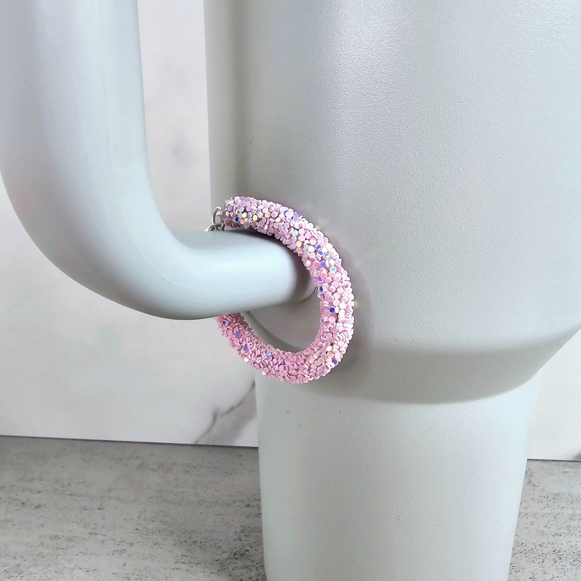 Pale Pink Handle Stacker, Tumbler Handle Charms, Tumbler Accessories, Tumbler Cup Charm, Gift for Wife, Daughter, Friend, or Coworker