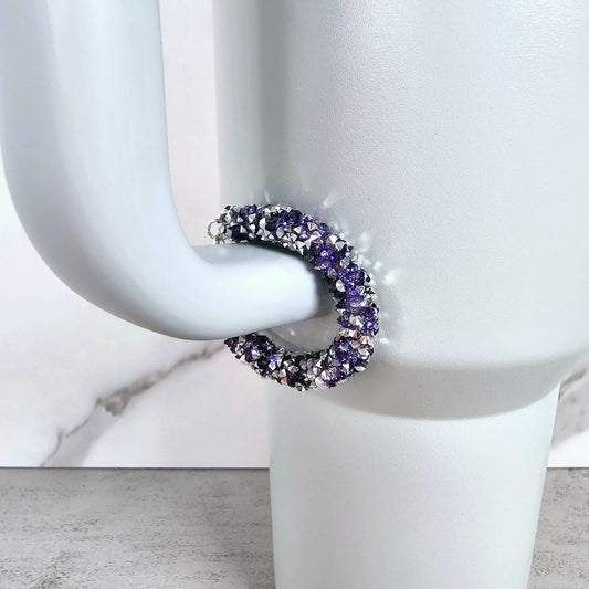 Purple and Silver Handle Stacker, Tumbler Handle Charms, Tumbler Accessories, Cup Charms, Gift for Wife, Daughter, Friend, or Coworker