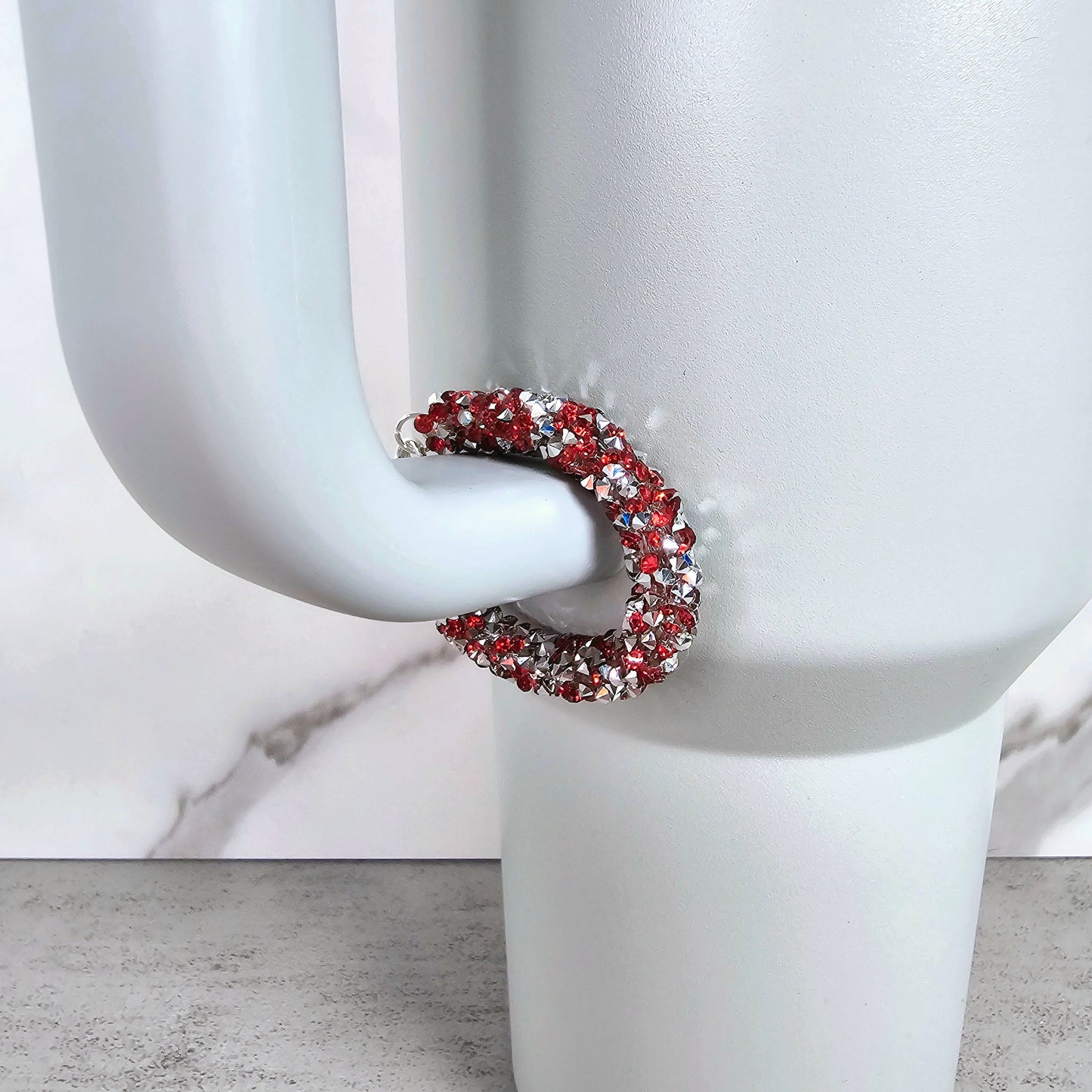 Red and Silver Handle Stacker, Tumbler Handle Charms, Tumbler Accessories, Tumbler Cup Charms, Gift for Wife, Daughter, Friend, or Coworker