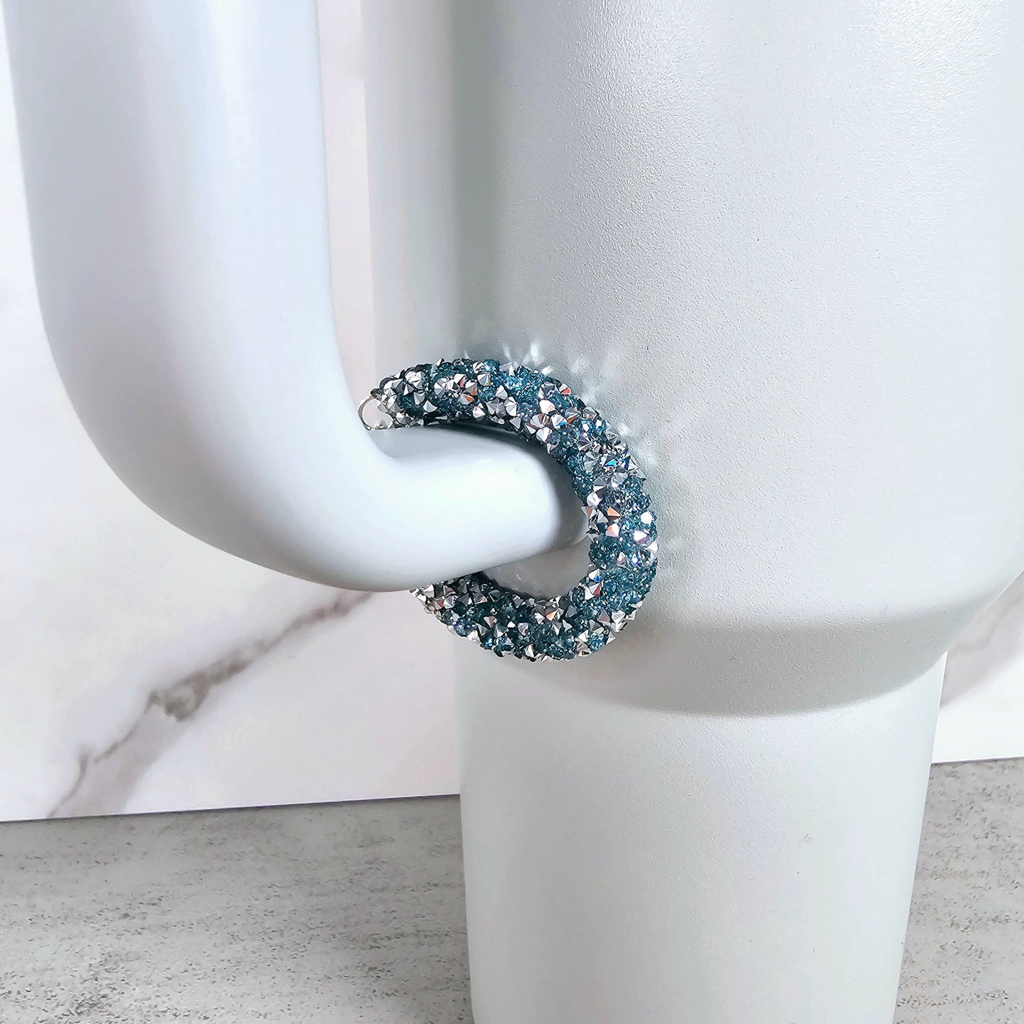 Teal and Silver Handle Stacker, Tumbler Handle Charms, Tumbler Accessories, Tumbler Cup Charms, Gift for Wife, Daughter, Friend, or Coworker