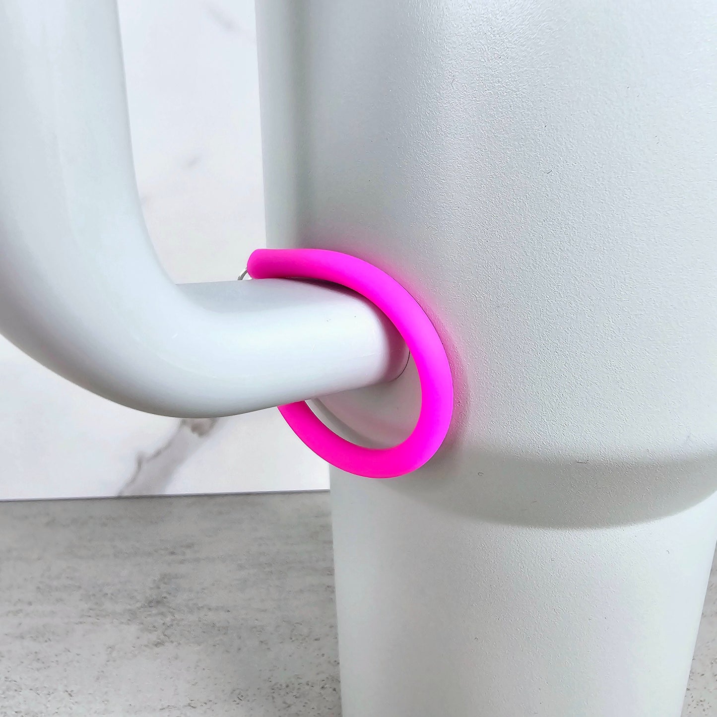 Neon Pink Rubber Handle Stacker, Tumbler Handle Charms, Tumbler Accessories, Tumbler Cup Charm, Gift for Wife, Daughter, Friend, or Coworker