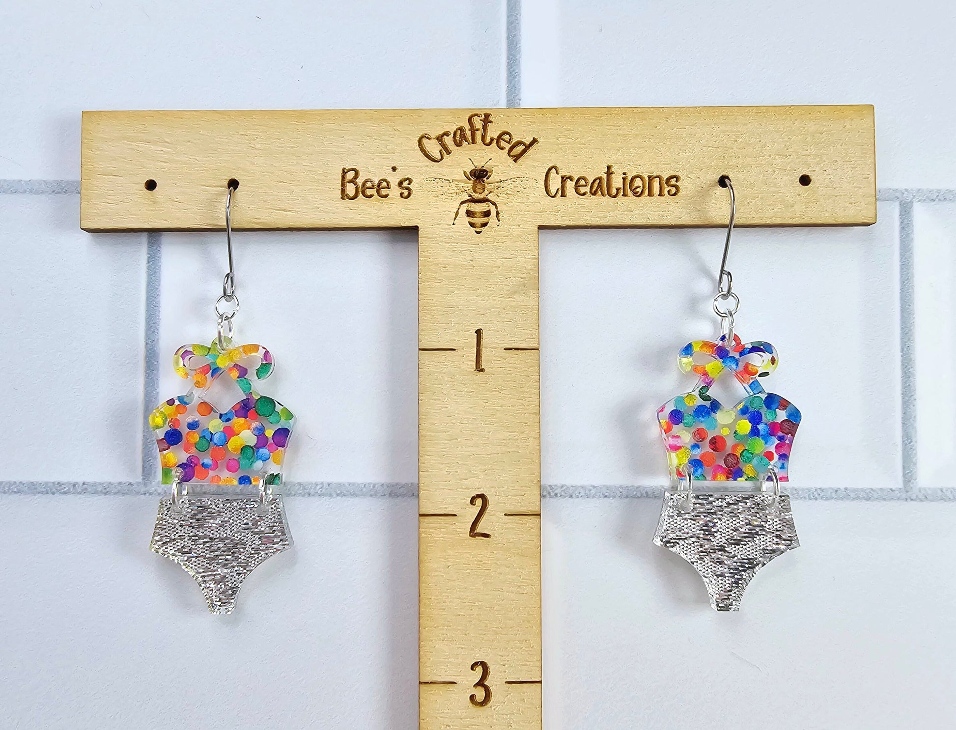 Polka Dot Bathing Suit Earrings, Swimsuit Earrings, Beach Earrings, Summer Earrings, Vacation Earrings, Gift for her, Pride Earrings