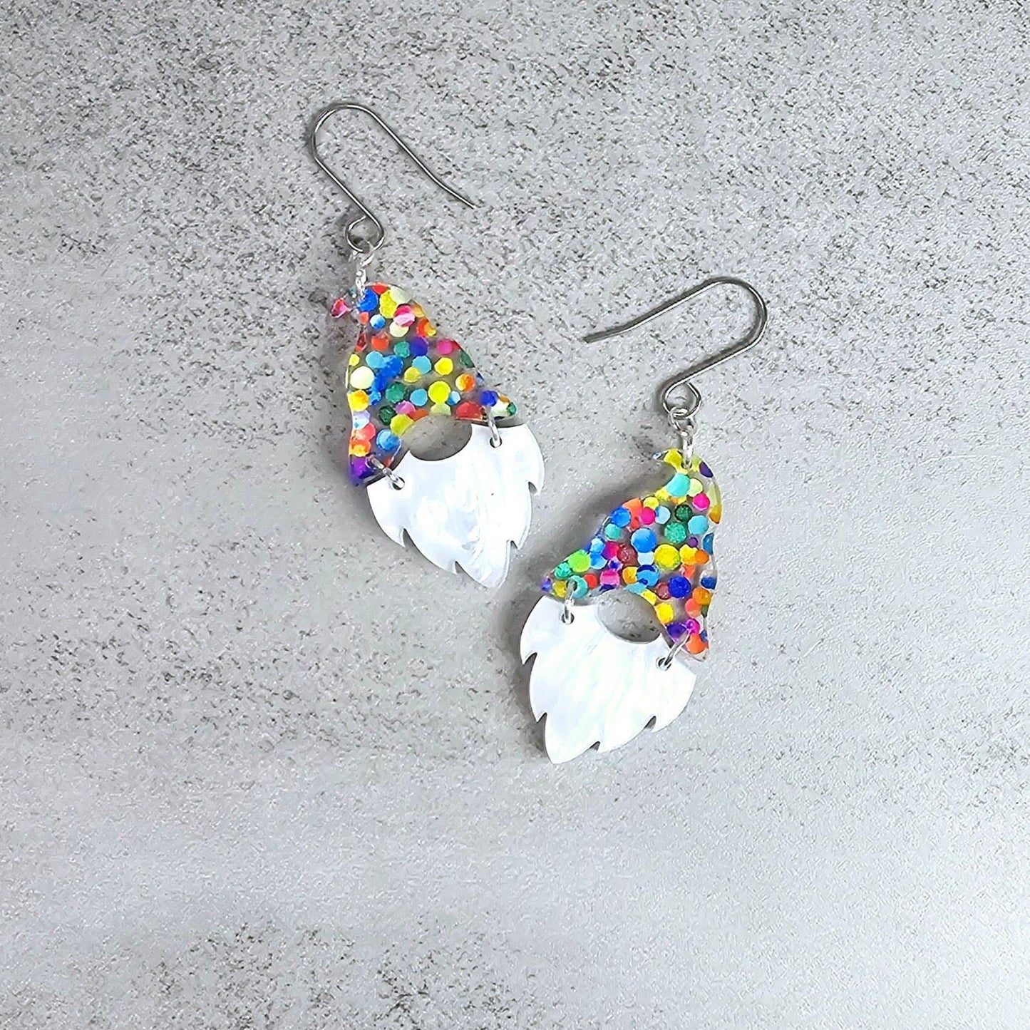 Birthday Gnome Earrings, Summer Earrings, Vacation Earrings, Rainbow Earrings, Gift for Her, Pride Earrings, Polka Dot Earrings