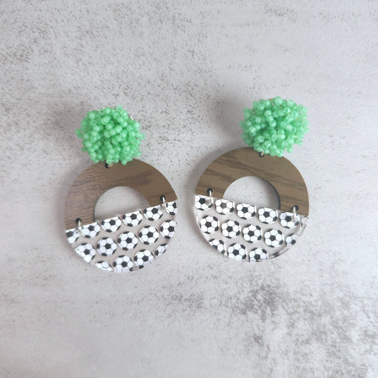 Cute Homemade Soccer Earrings For Any Soccer Fan, Gift for Soccer Player, Gift for Soccer Mom