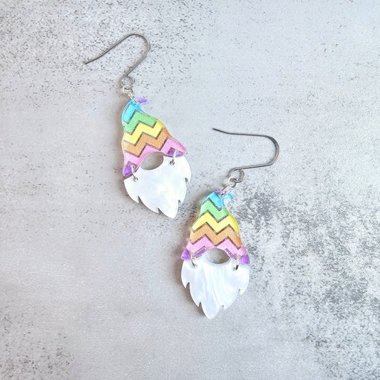 Cute Pastel Gnome Dangle Earrings, Mother's day gift for Mom, Easter gift