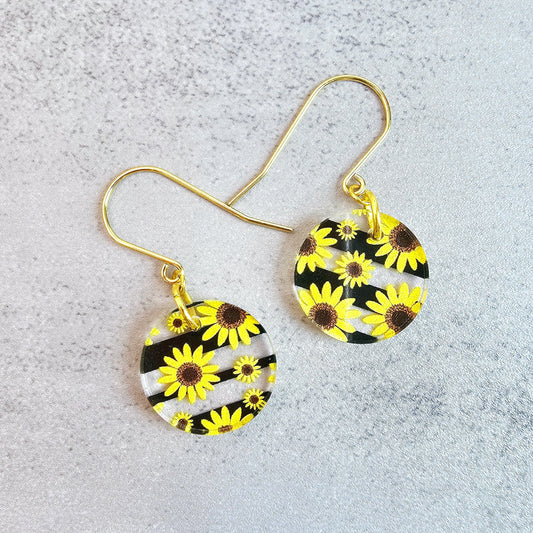 Sunflower Dangle Earrings, Gift for Her, Summer Earrings, Gift for Mom, Boho Earrings, Spring Earrings, Floral Earrings