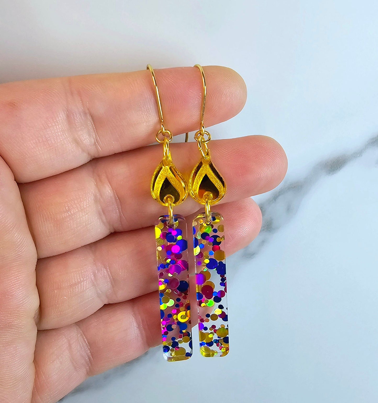 Glitter Birthday Candle Earrings, Unique Birthday Gift for Her, Birthday Gift for Birthday Girl, Birthday Statement Dangles