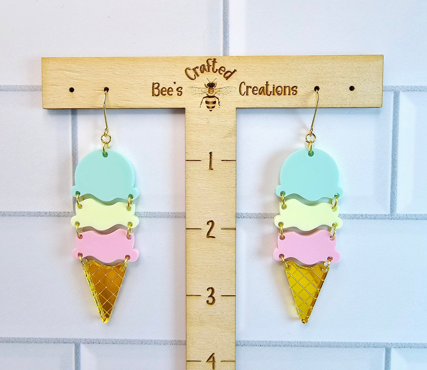 Ice Cream Cone Earrings, Summer Earrings, Birthday Gift for Her, Ice Cream Sundae Earrings, Vacation Earrings, Ice Cream Jewelry