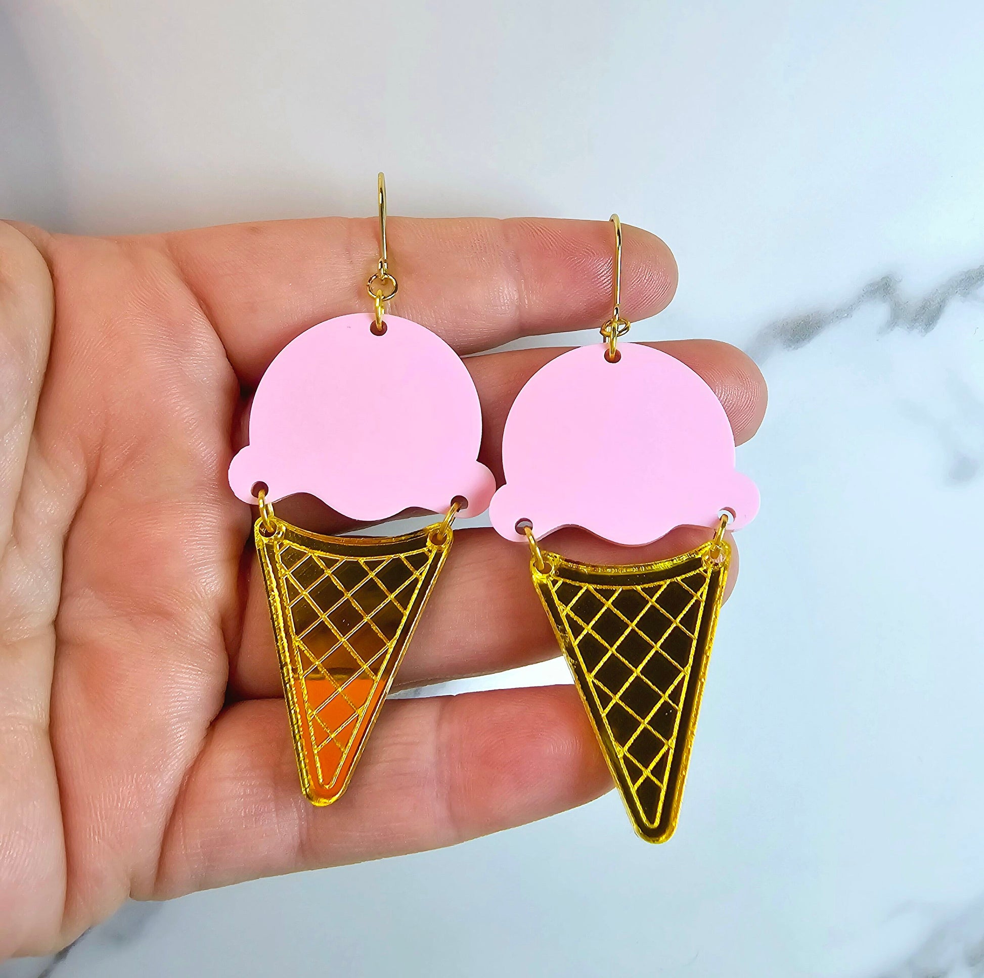 Ice Cream Cone Earrings, Summer Earrings, Birthday Gift for Her, Ice Cream Sundae Earrings, Vacation Earrings, Ice Cream Jewelry