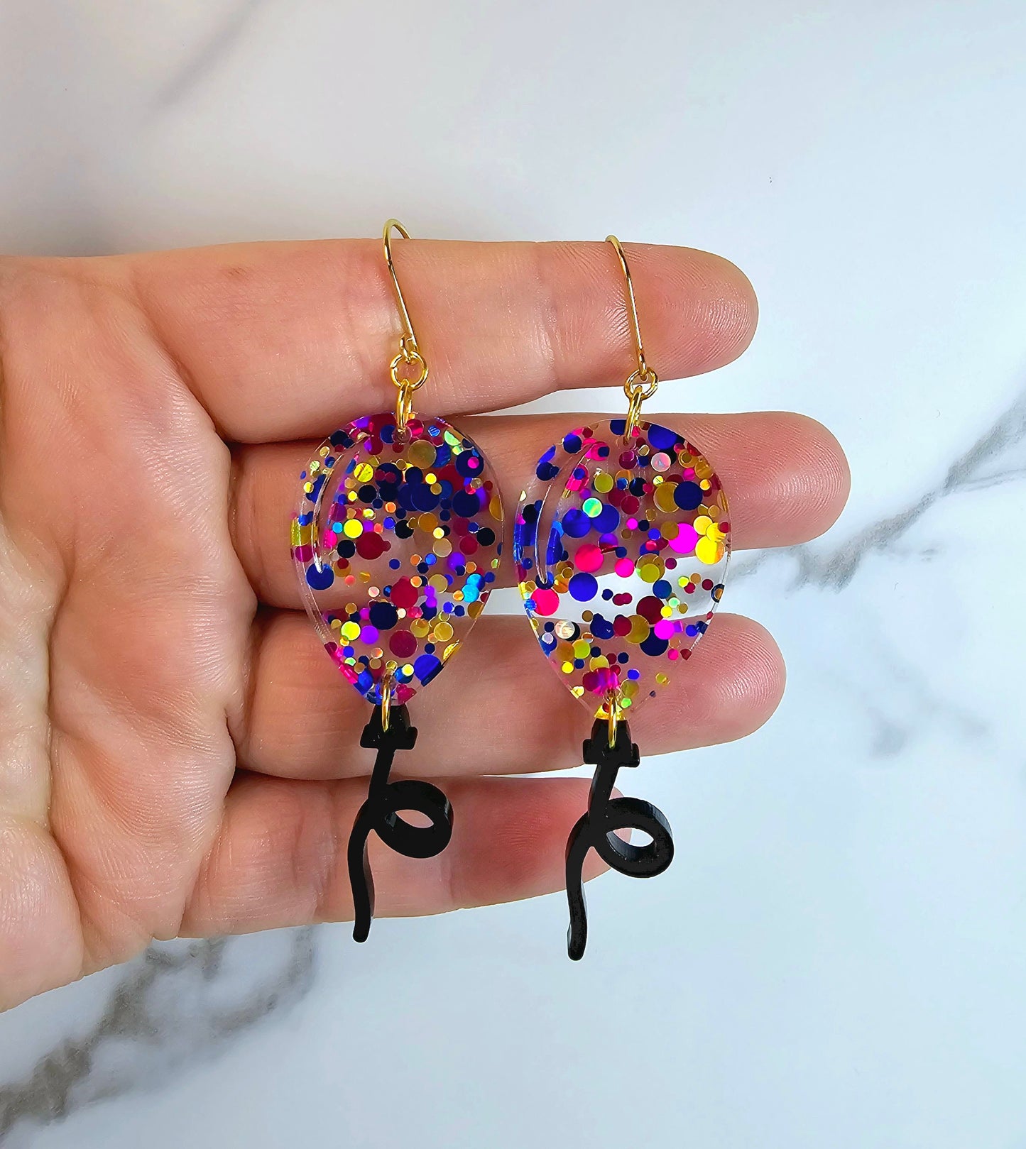 Birthday Balloon Earrings, Unique Birthday Gift for Her, Birthday Gift for Birthday Girl, Birthday Statement Dangles