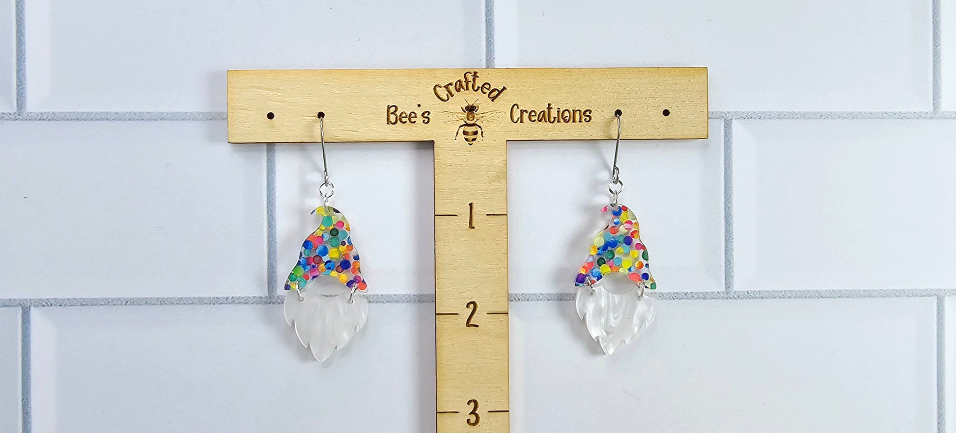 Birthday Gnome Earrings, Summer Earrings, Vacation Earrings, Rainbow Earrings, Gift for Her, Pride Earrings, Polka Dot Earrings