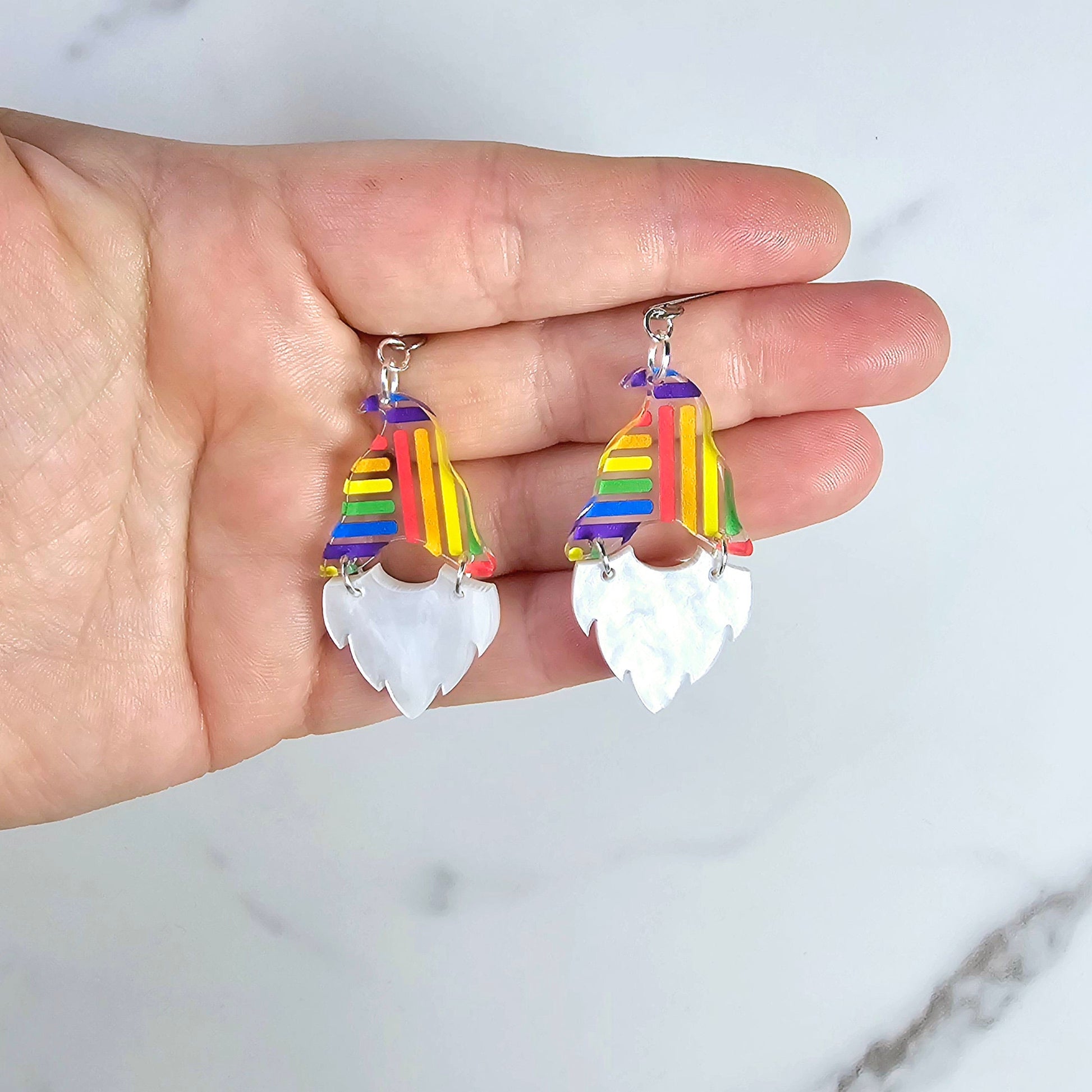 Rainbow Gnome Earrings, Summer Earrings, Vacation Earrings, Rainbow Earrings, Gift for Her, Pride Earrings, Ally Earrings, Gift for Them