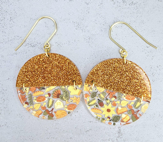 Thanksgiving Earrings, Fall Earrings, Unique Autumn Dangles, Thanksgiving Drop Earrings, Gift for Wife, Daughter, Mom, Friend, or Coworker