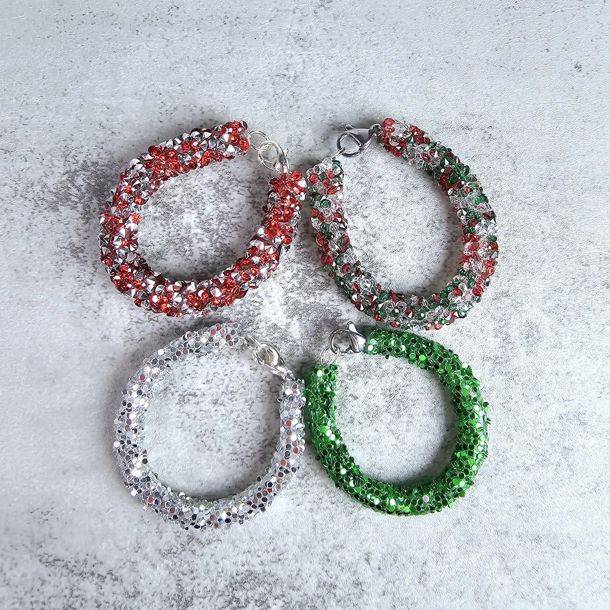 Christmas Set of 4 Handle Stackers, Tumbler Handle Charms, Tumbler Accessories, Gift for Wife, Daughter, Friend, or Coworker, Christmas set