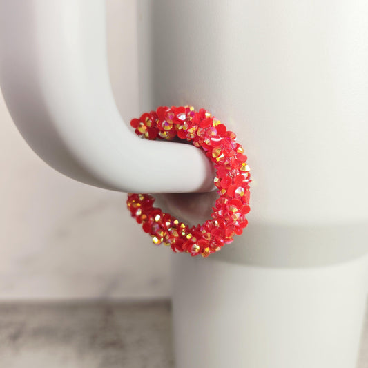 Red with Gold Shimmer Handle Stacker, Tumbler Handle Charms, Tumbler Accessories, Tumbler Cup Charms, Gift for Wife, Daughter, or Friend