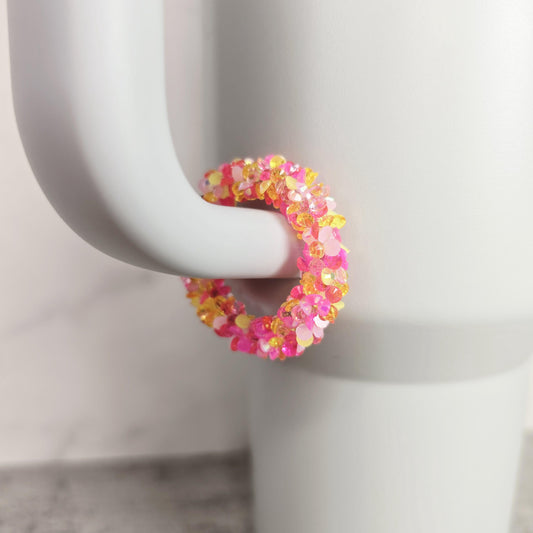 Pink and Yellow Handle Stacker, Tumbler Handle Charms, Tumbler Accessories, Tumbler Cup Charms, Gift for Wife, Daughter, or Friend