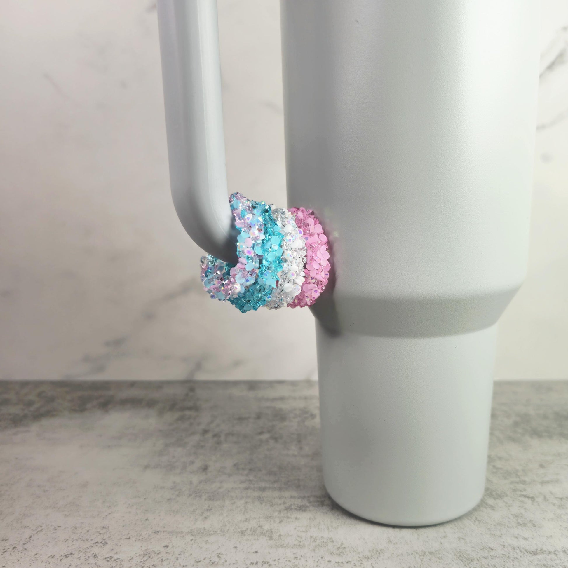 Iced Cotton Candy Set of 4 Handle Stackers, Tumbler Handle Charms, Tumbler Accessories, Cup Charms, Gift for Wife, Daughter, or Friend