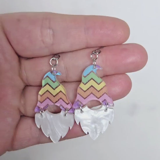 Cute Pastel Gnome Dangle Earrings, Mother's day gift for Mom, Easter gift