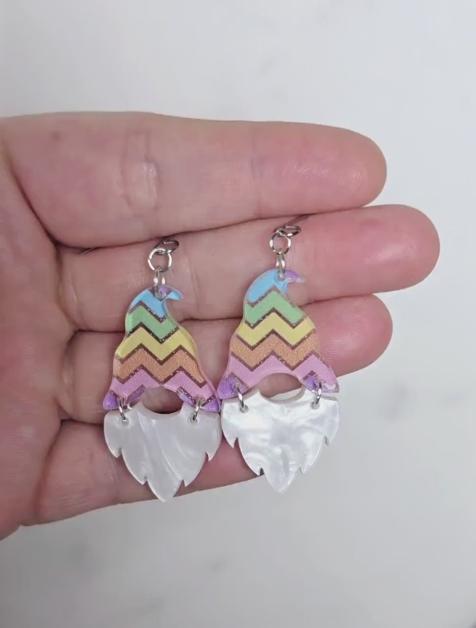 Cute Pastel Gnome Dangle Earrings, Mother's day gift for Mom, Easter gift