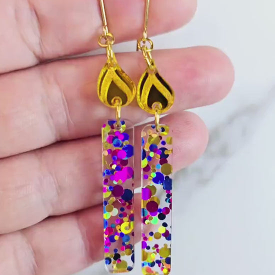 Glitter Birthday Candle Earrings, Unique Birthday Gift for Her, Birthday Gift for Birthday Girl, Birthday Statement Dangles