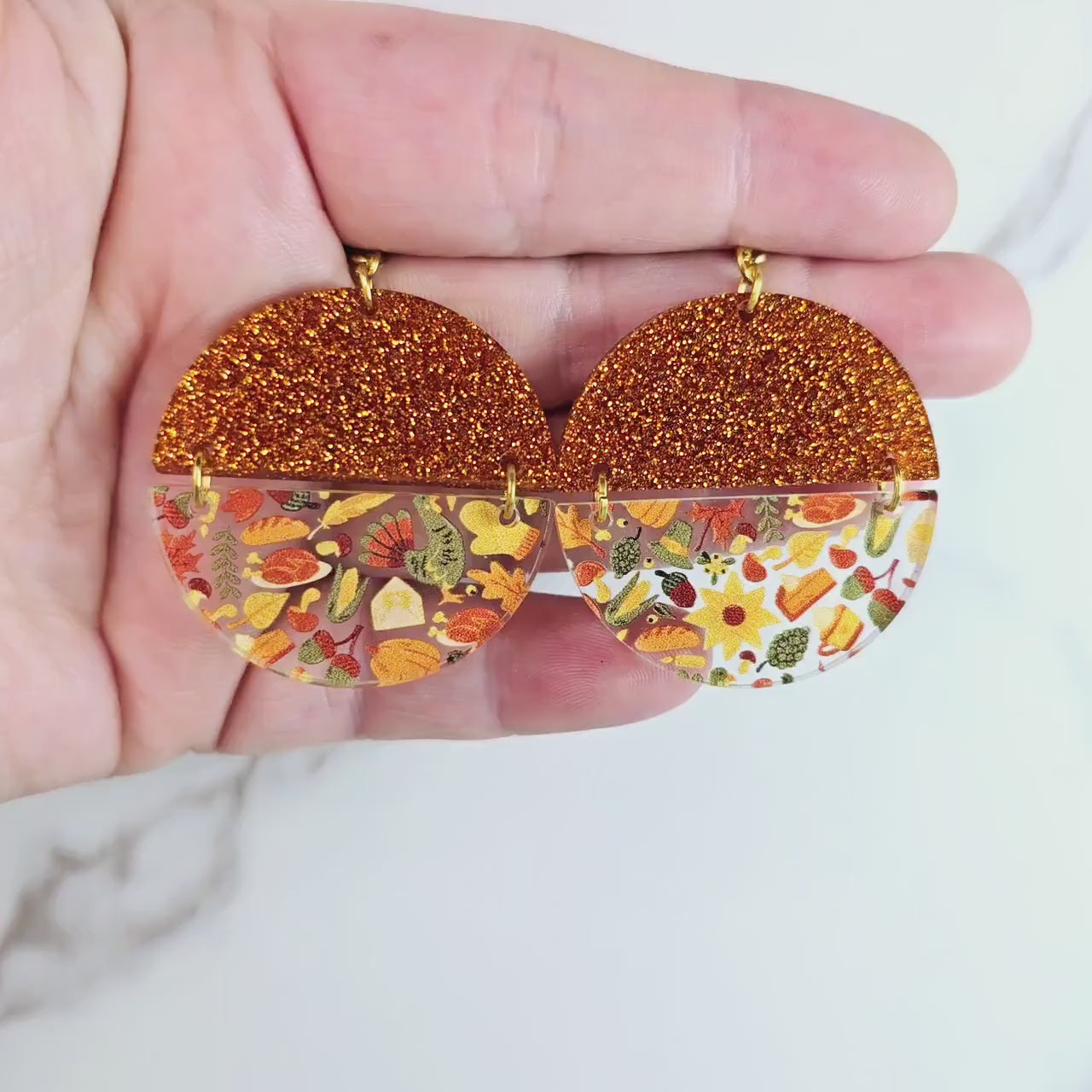 Thanksgiving Earrings, Fall Earrings, Unique Autumn Dangles, Thanksgiving Drop Earrings, Gift for Wife, Daughter, Mom, Friend, or Coworker